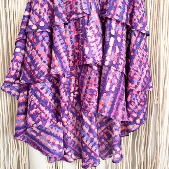 Cache NWT Tiered Purple Print Skirt Women’s Small - Picture 5 of 7